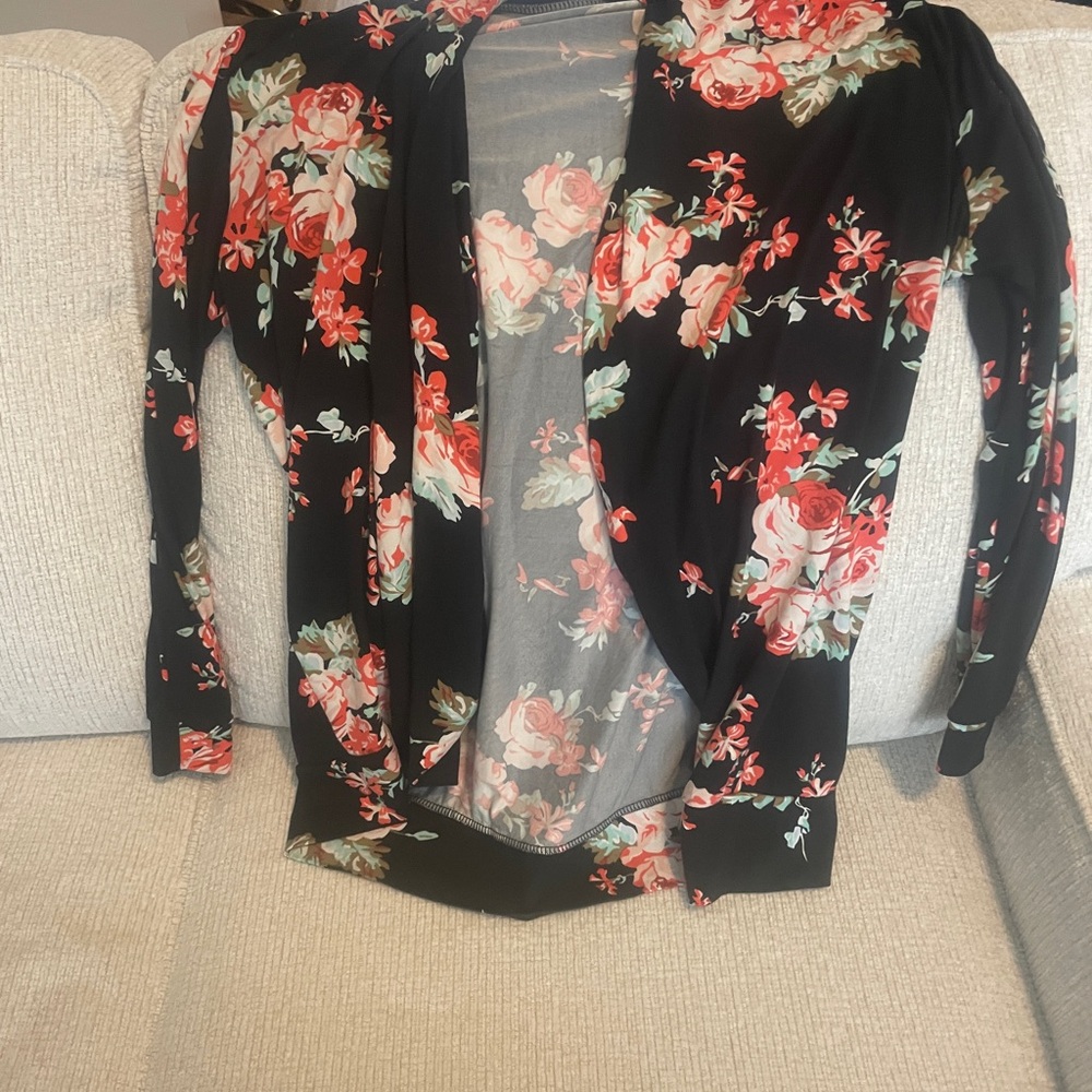 Floral Black Cardigan